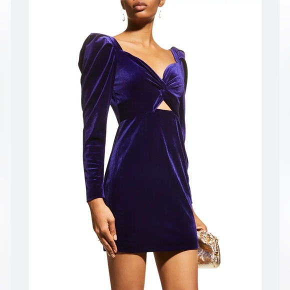 ONE33 Social The Maria Puff-Shoulder Cutout Velvet Mini Dress Size 8 - Picture 1 of 10
